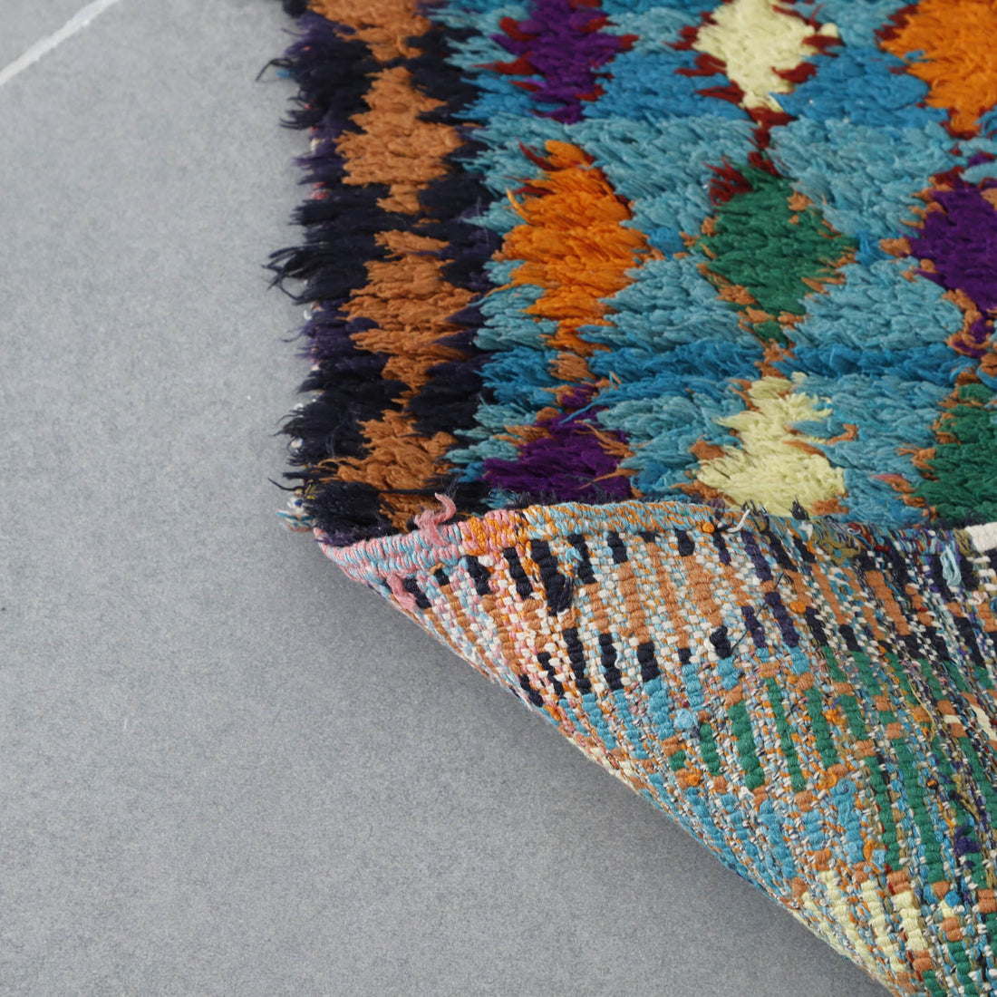 Boucherouite 6.2×2.9 ft – Handmade Moroccan Colorful Wool Rug