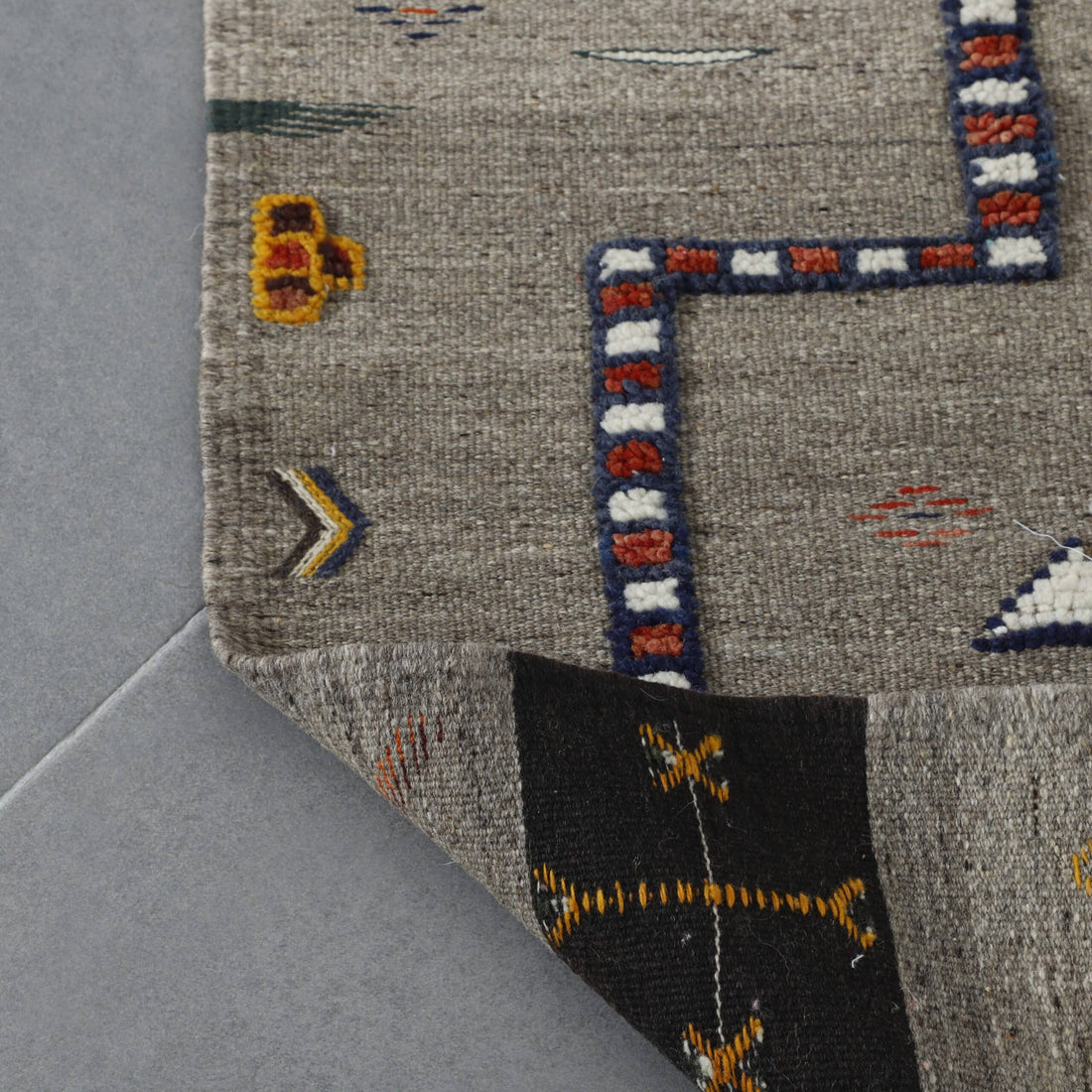 Akhenif Kilim Runner 6.7×2.3 ft – Handmade Moroccan Wool Rug in Beige and Multicolor Tribal Design