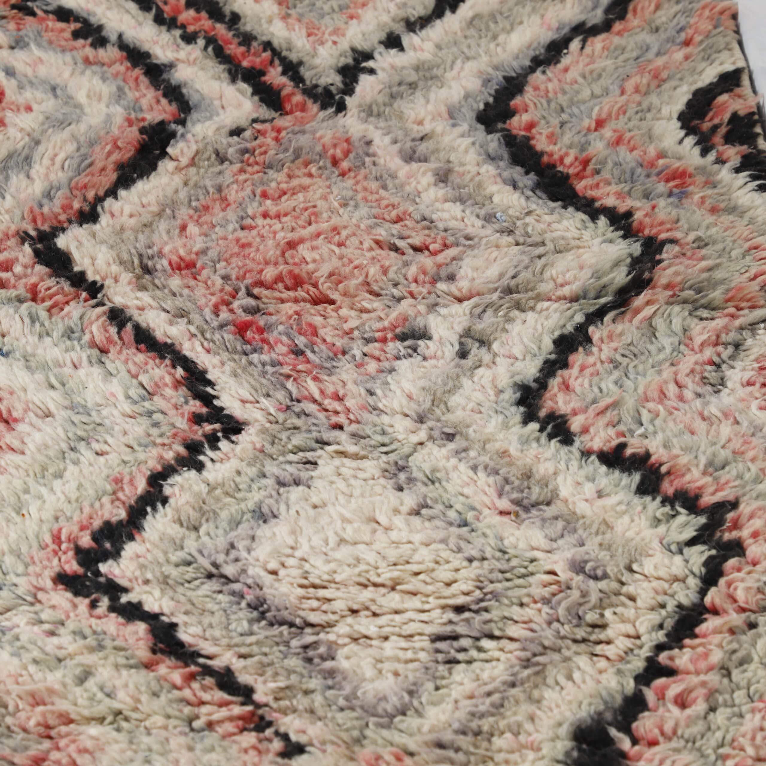 Boujaad Rug 12.0×2.3 ft – Handmade Moroccan Wool Runner with Diamond Zigzag Pattern