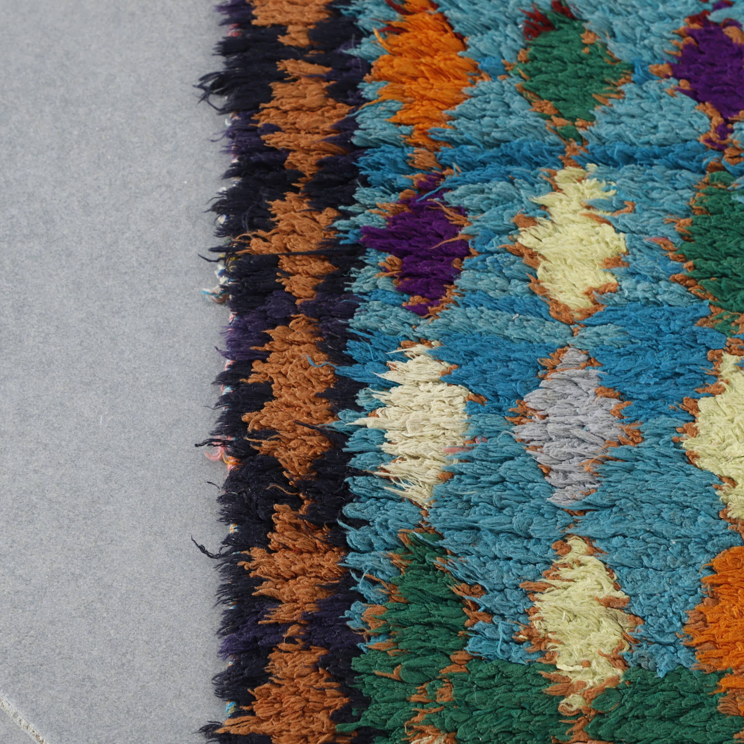 Boucherouite 6.2×2.9 ft – Handmade Moroccan Colorful Wool Rug
