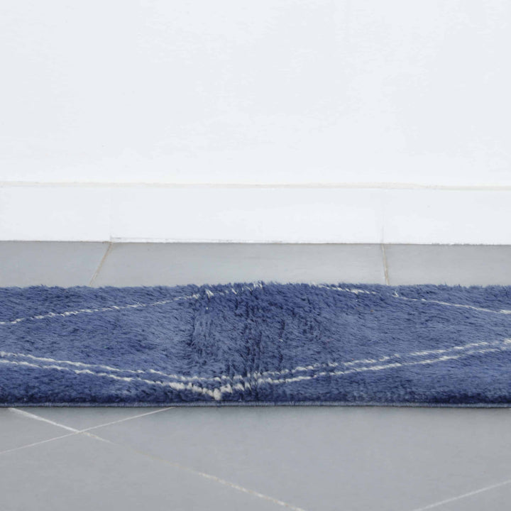 Taznakht Runner 16.4×2.1 ft – Handmade Moroccan Blue Wool Rug