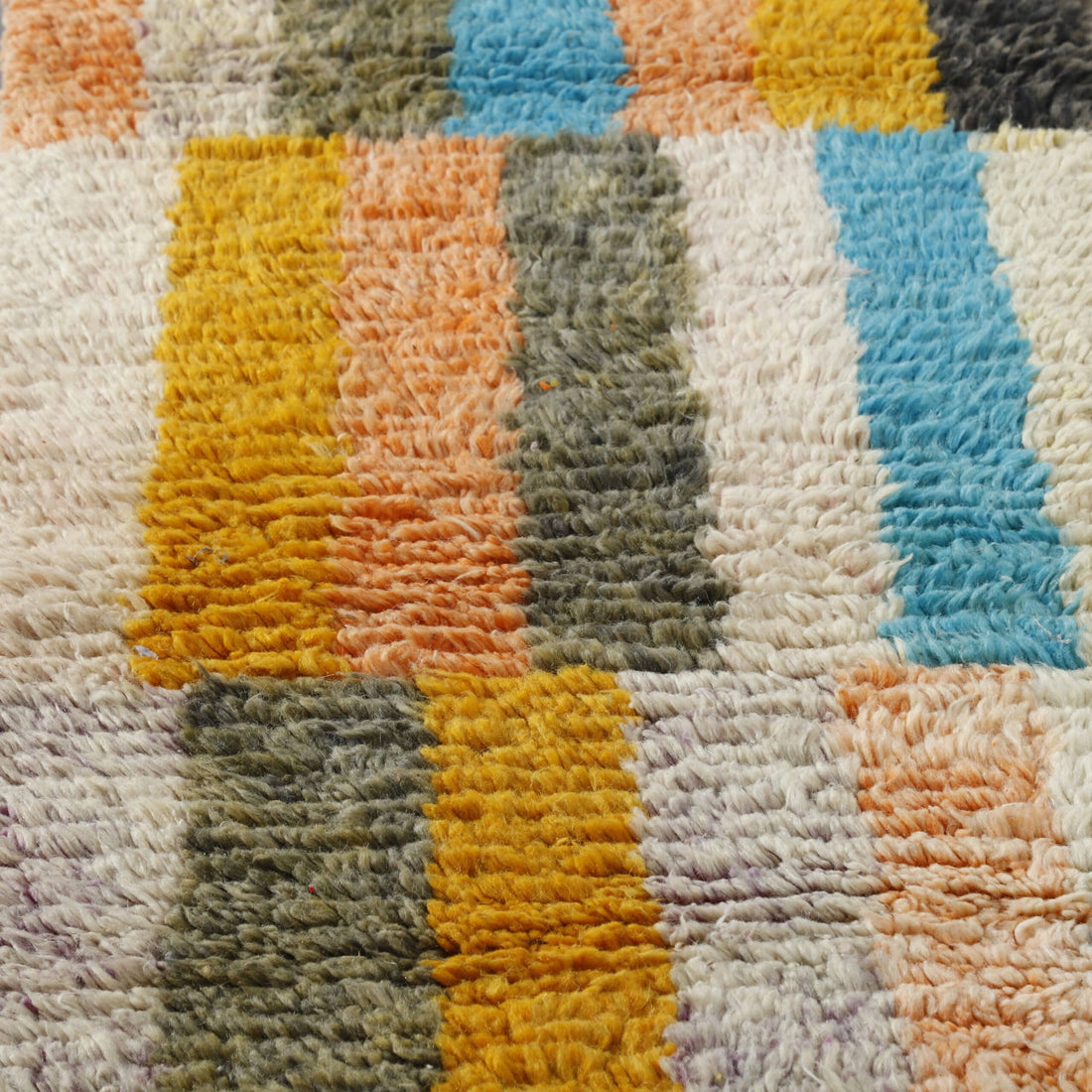 Boujaad Runner 11.5×2.3 ft – Handmade Moroccan Wool Rug with Colorful Geometric Blocks