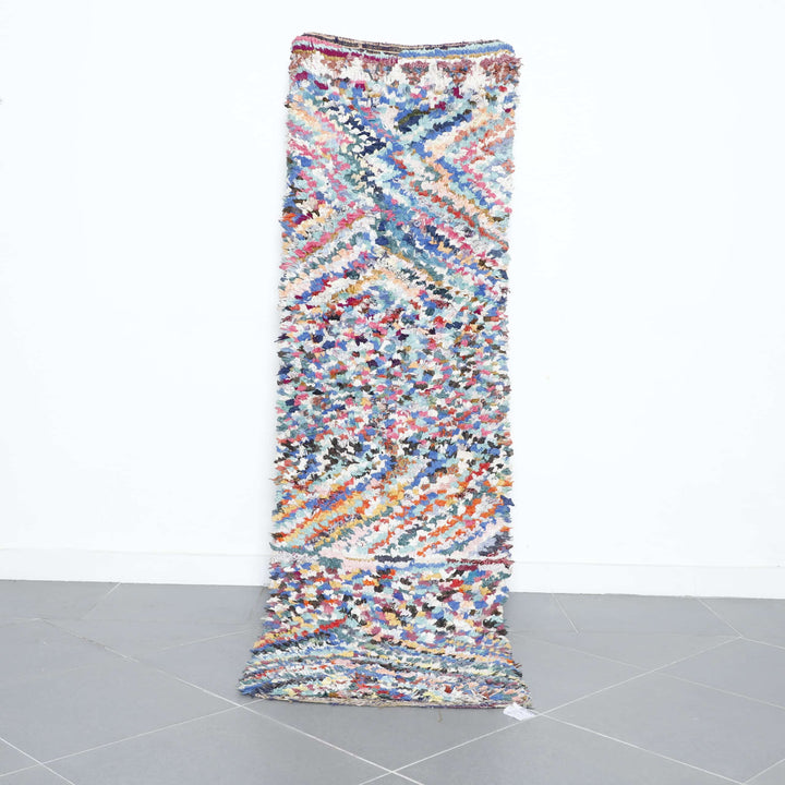 Boucherouite Runner 7.7×2.3 ft – Handmade Colorful Moroccan Rag Rug