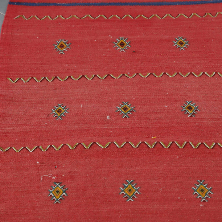 Akhnif Runner 8.2×2.2 ft – Handmade Moroccan Wool Rug in Red Tones