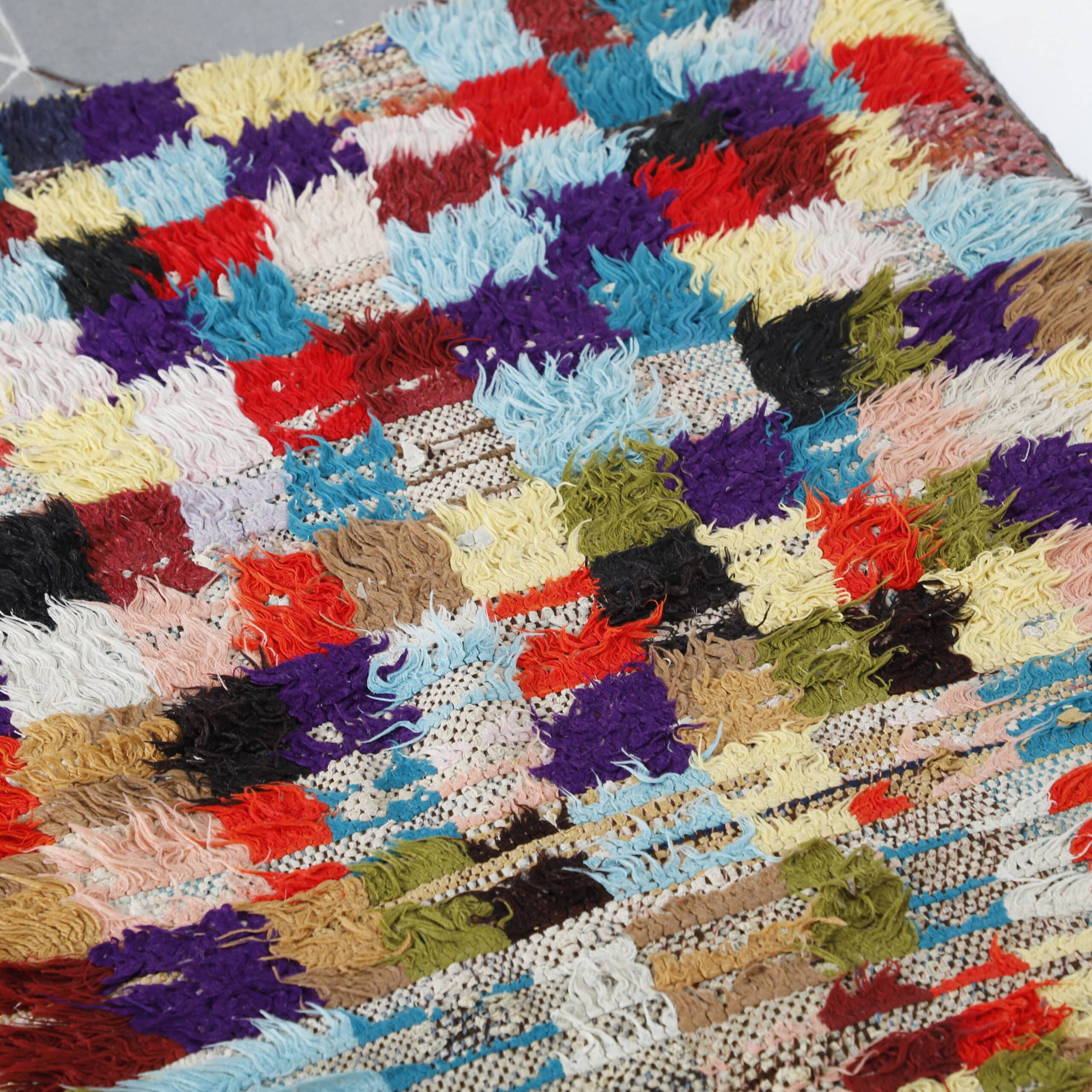 Boucherouite Runner 7.0×2.5 ft – Handmade Moroccan Colorful Rug