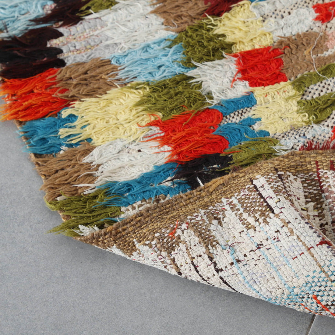 Boucherouite Runner 7.0×2.5 ft – Handmade Moroccan Colorful Rug