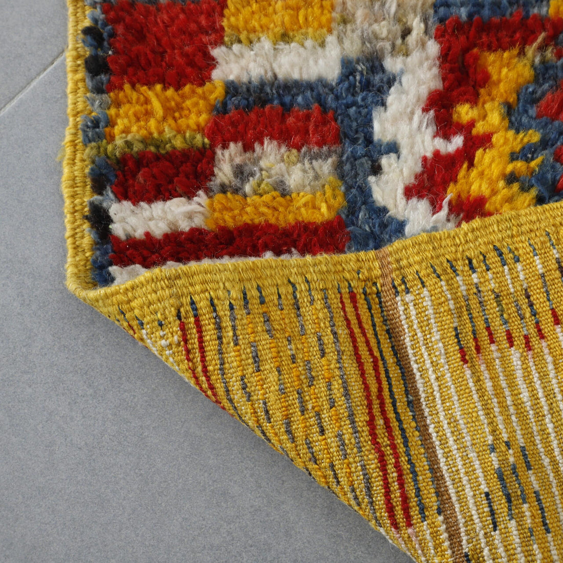 Taznakht Runner 8.3×2.5 ft – Handmade Moroccan Wool Rug in Warm Multicolor Geometric Pattern
