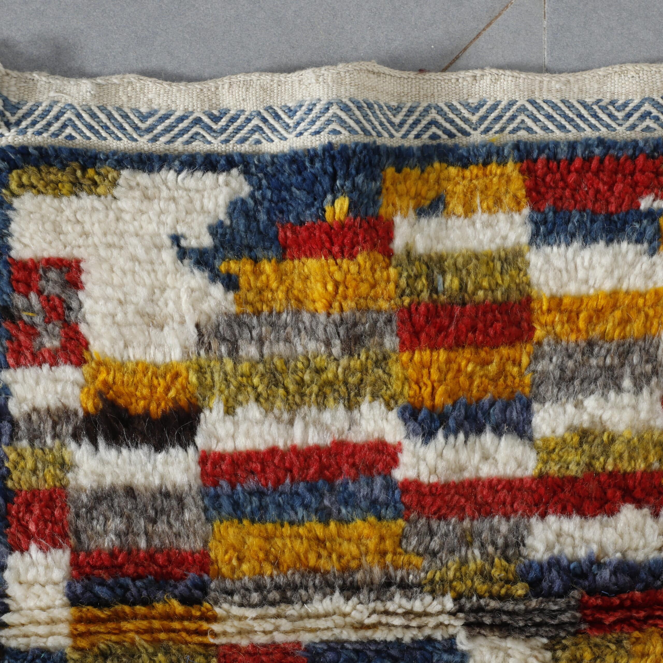 Taznakht Runner 8.3×2.5 ft – Handmade Moroccan Wool Rug in Warm Multicolor Geometric Pattern
