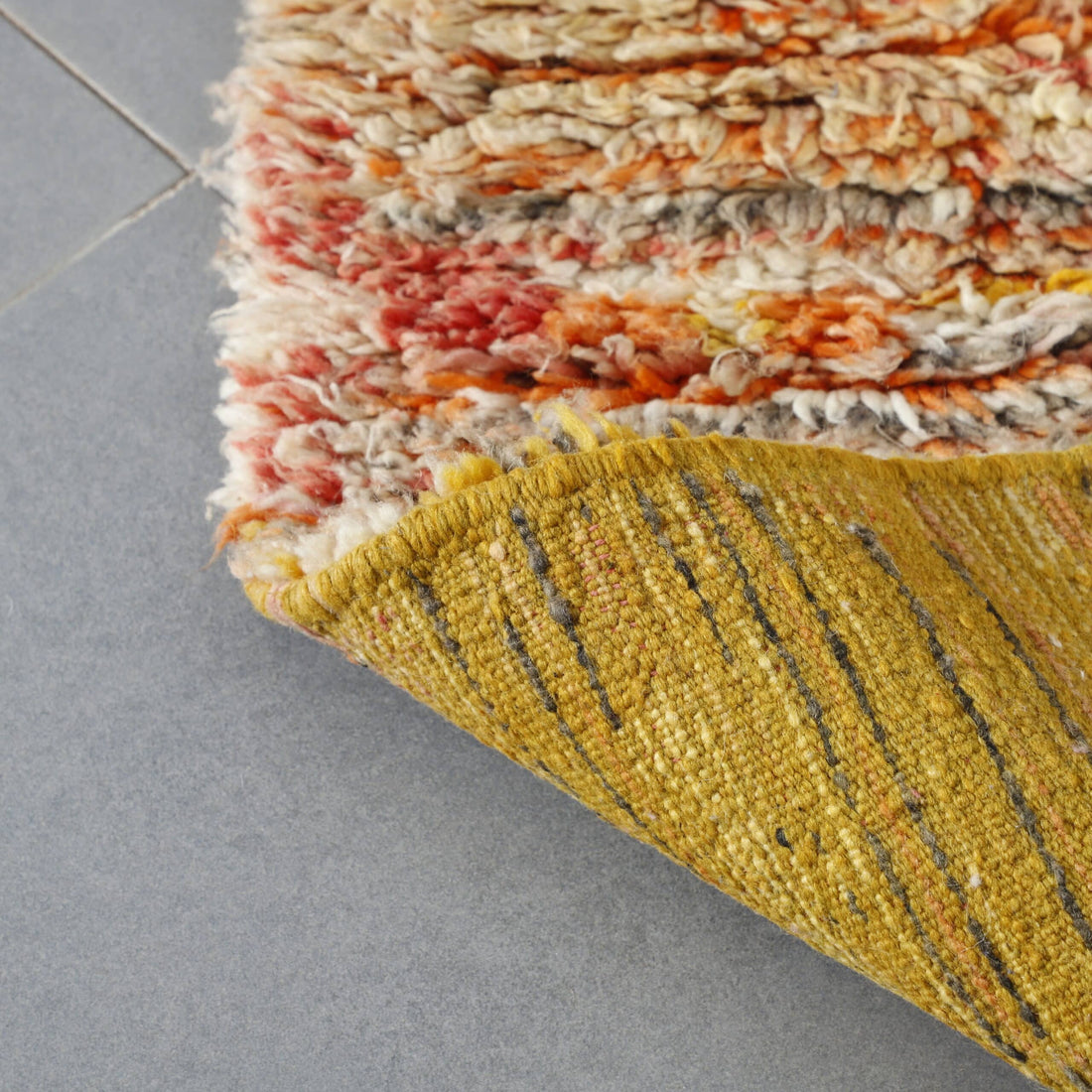 Boujaad Rug 4.6×3.8 ft – Handmade Moroccan Wool Carpet in Warm Earth Tones