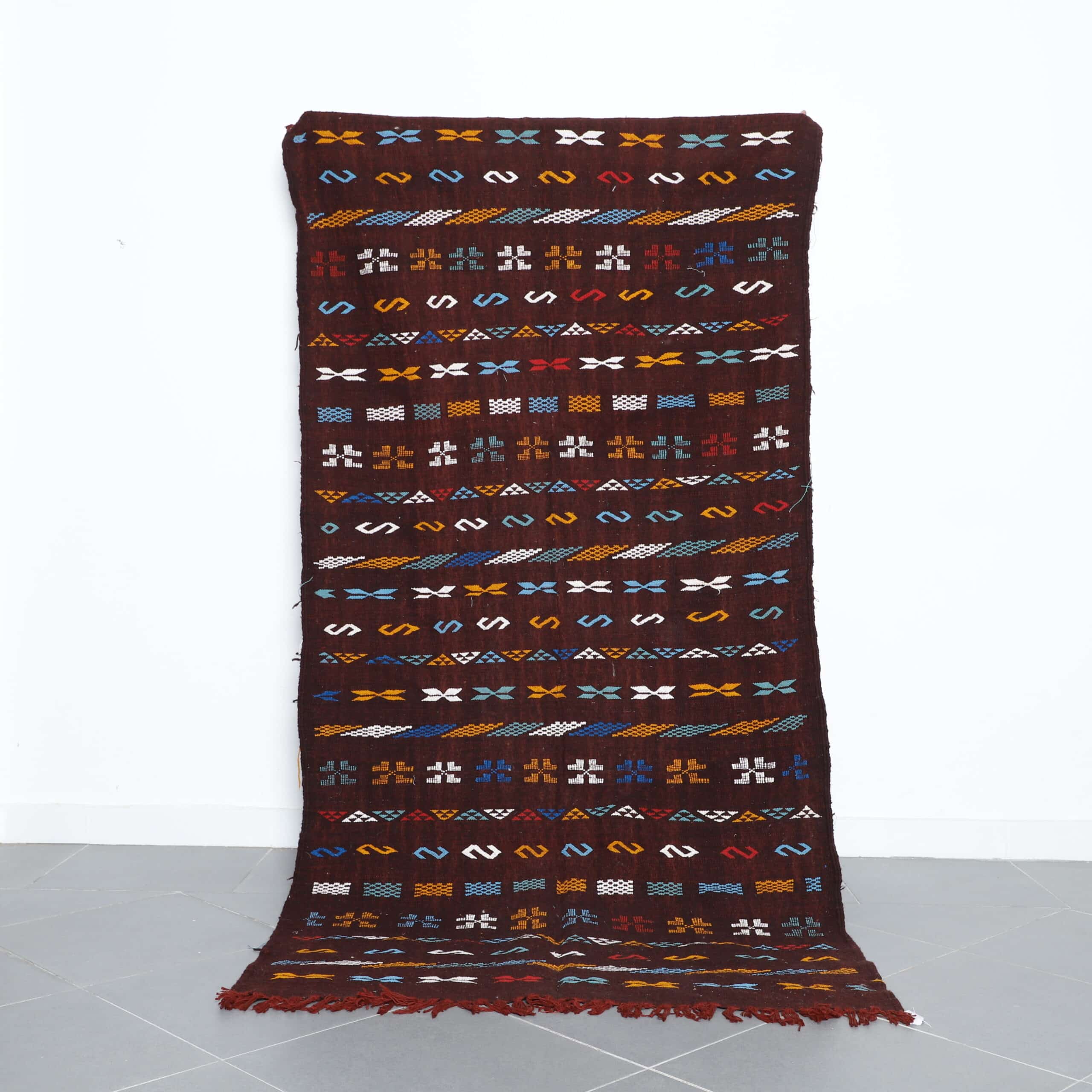 Kilim Rug 8.4×4.1 ft – Handmade Moroccan Wool Flatweave Carpet