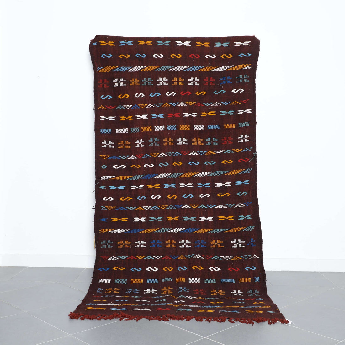 Kilim Rug 8.4×4.1 ft – Handmade Moroccan Wool Flatweave Carpet