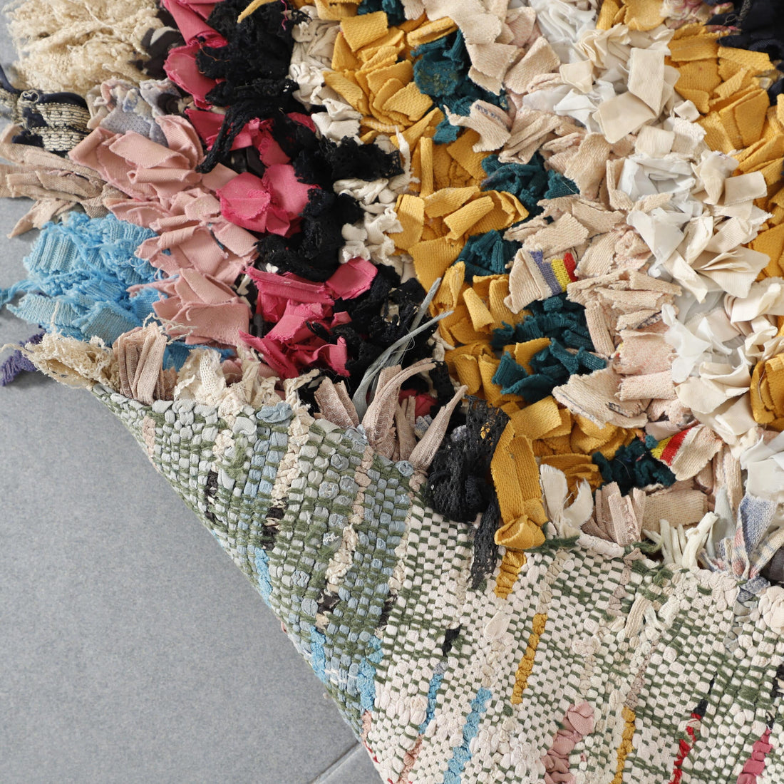 Boucherouite 4.9×2.3 ft – Handmade Moroccan Colorful Rag Rug