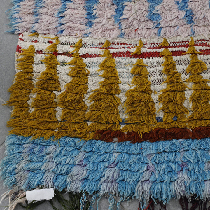 Handmade Moroccan Boucherouite Rug 8.4×2.7 ft – Colorful Berber Rag Rug