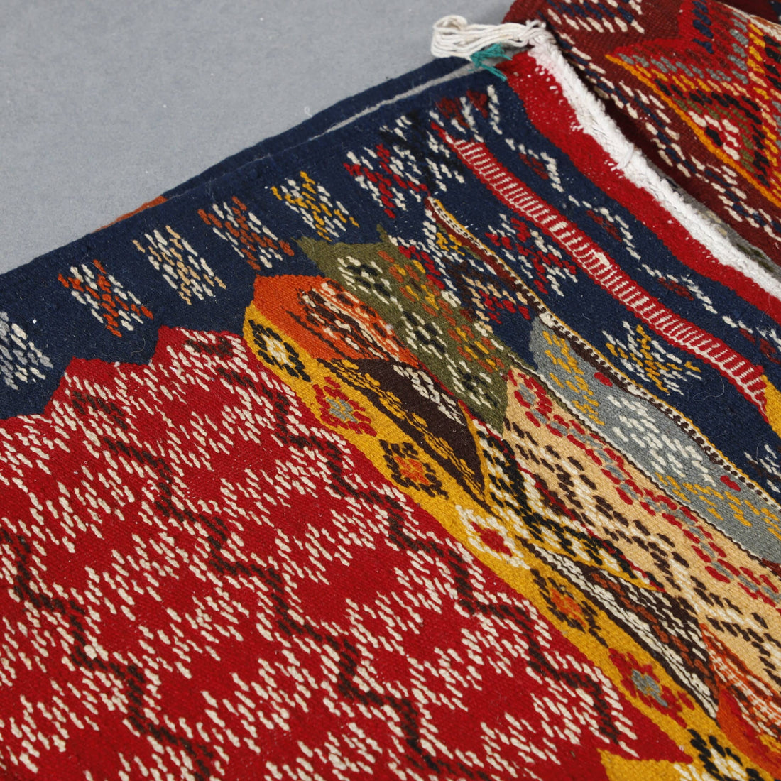Berber Carpet Kilim Picasso Runner 16.7×2.2 ft – Handmade Moroccan Wool Runner with Artistic Geometric Design