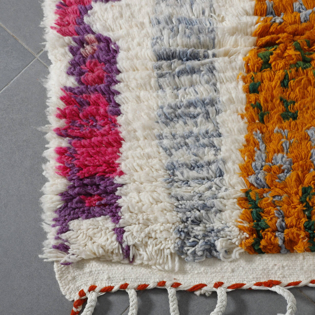 Large Handmade Colorful Moroccan Azilal Rug with Bold Vertical Stripes
