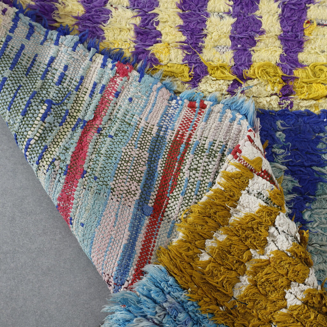Handmade Moroccan Boucherouite Rug 8.4×2.7 ft – Colorful Berber Rag Rug