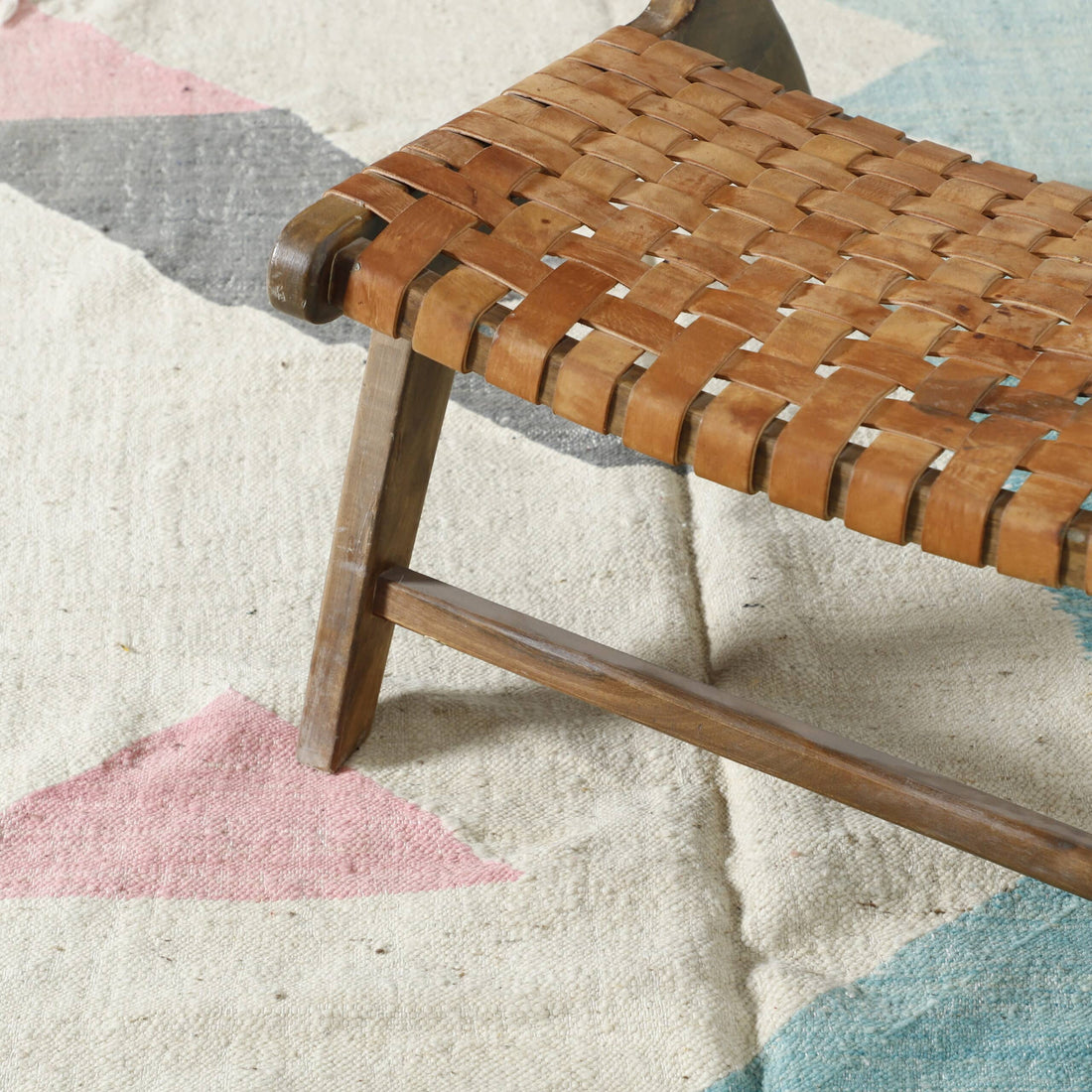 Vintage Kilim Rug 7.5×4.8 ft – Handmade Moroccan Wool Flatweave Carpet
