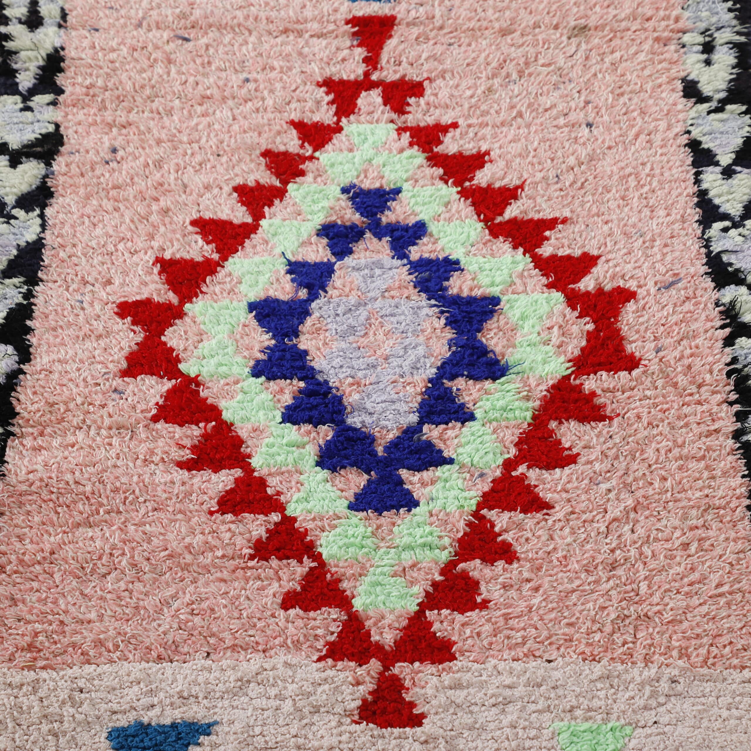 Boucherouite 8.1×2.5 ft – Handmade Moroccan Colorful Wool Runner Rug