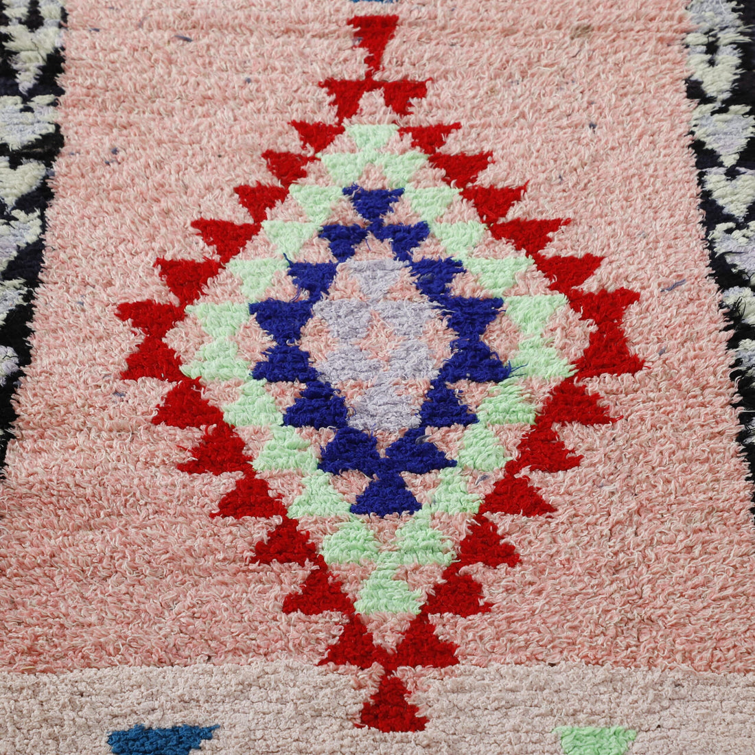 Boucherouite 8.1×2.5 ft – Handmade Moroccan Colorful Wool Runner Rug