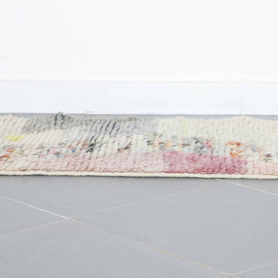 New Boujaad Rug 10.9×2.2 ft – Handmade Moroccan Wool Runner in Modern Multicolor Chevron Design