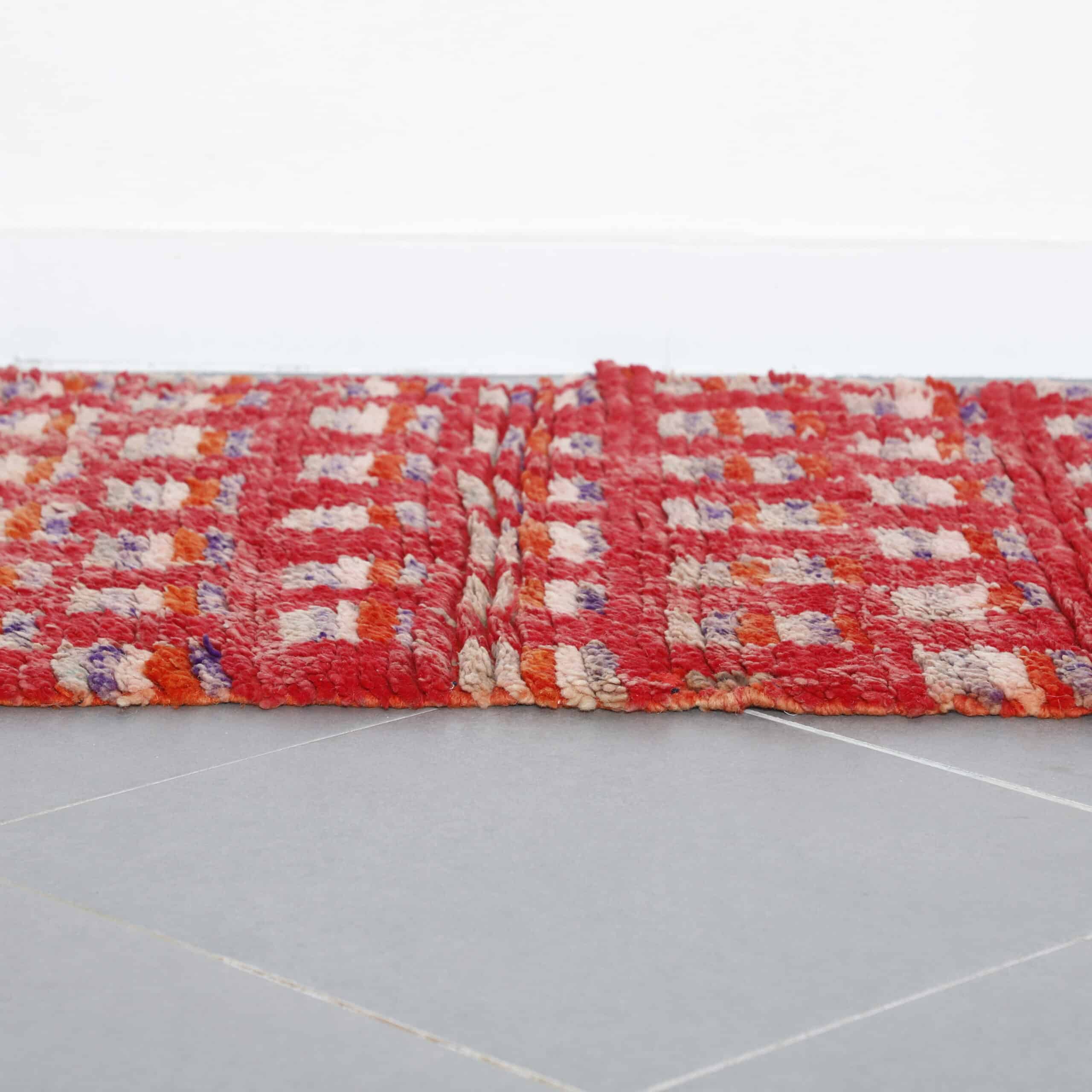 Boujaad Runner 10.1×2.8 ft – Handmade Moroccan Wool Rug in Red Vintage Pattern