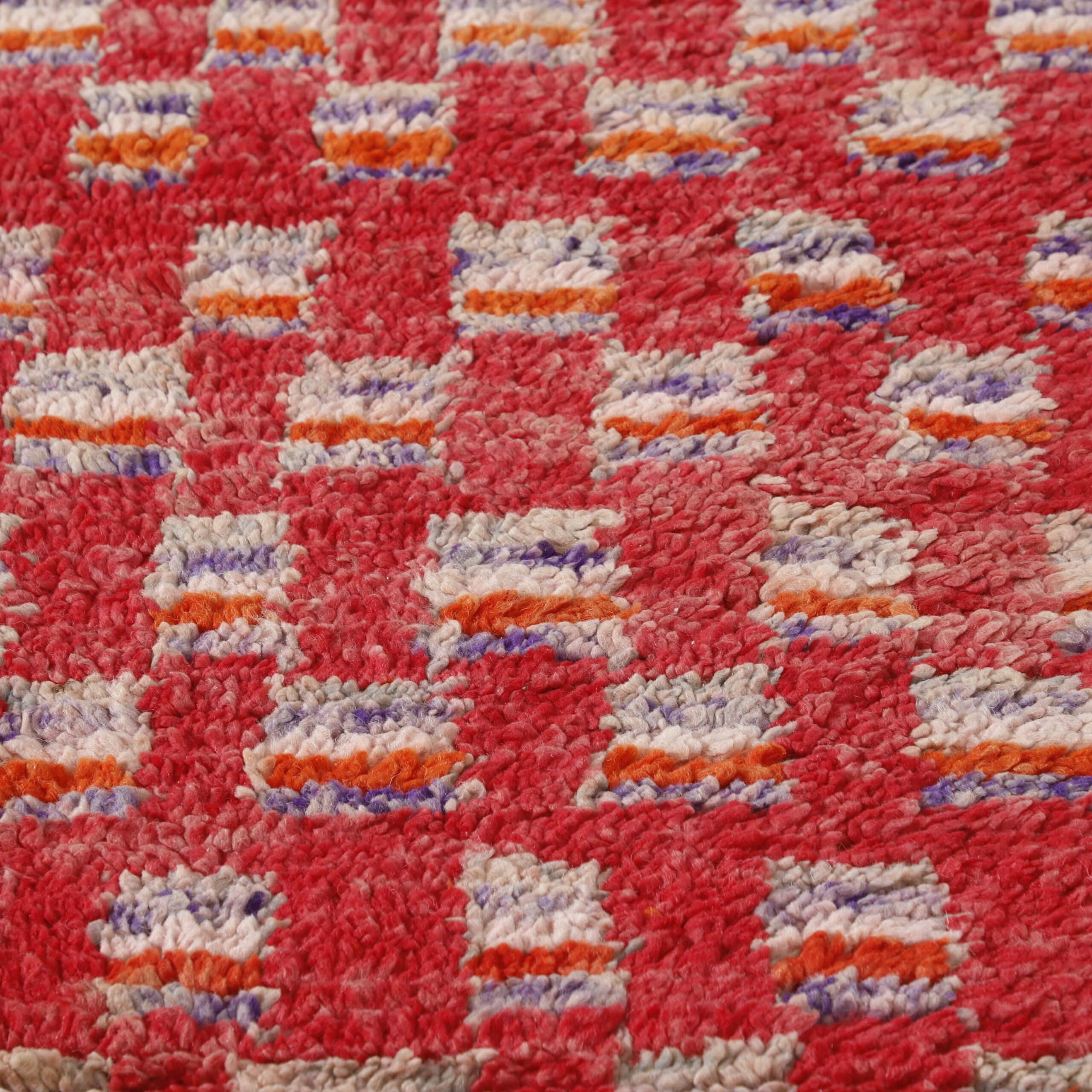 Boujaad Runner 10.1×2.8 ft – Handmade Moroccan Wool Rug in Red Vintage Pattern