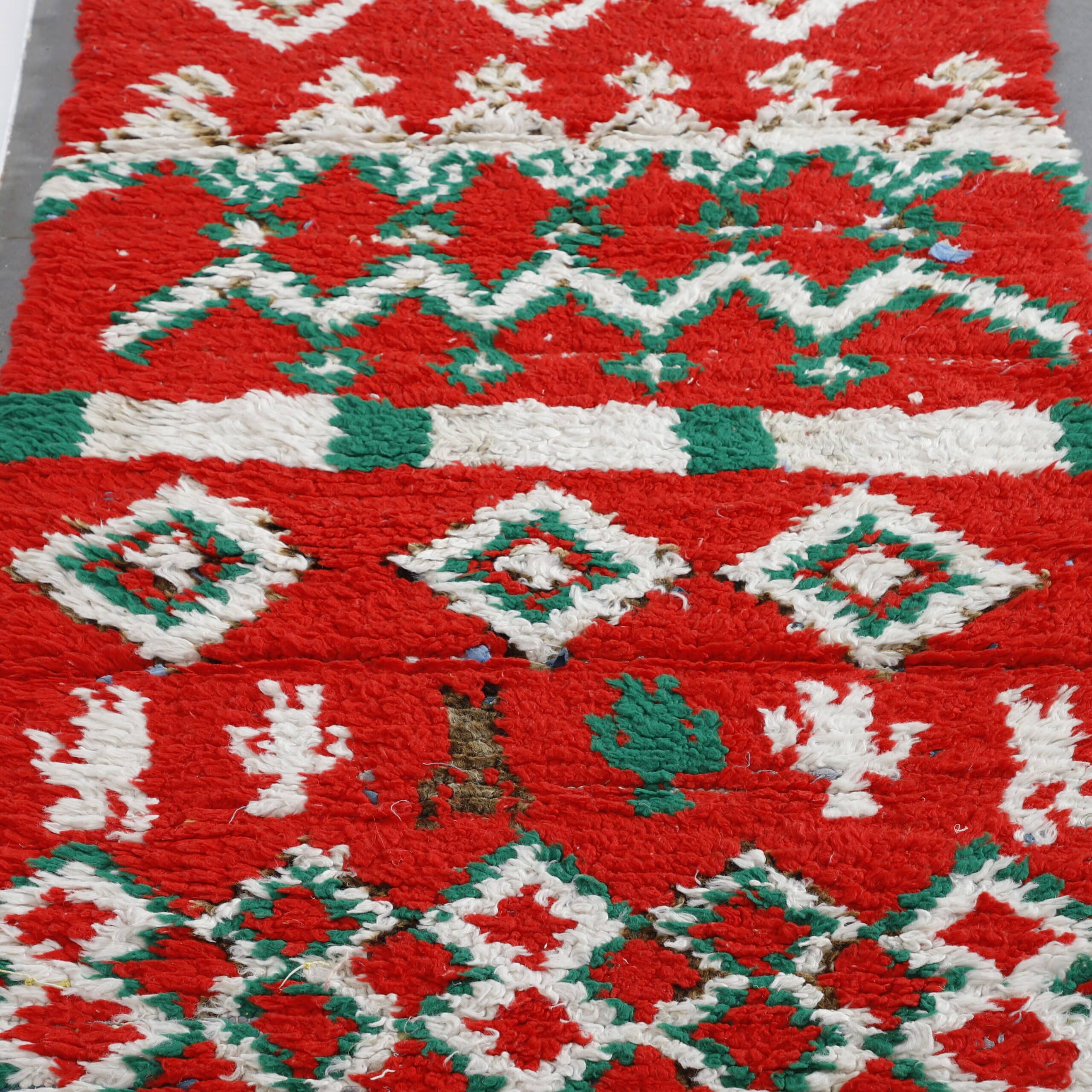 Vintage Boujaad Runner 12.0×2.5 ft – Handmade Moroccan Wool Rug