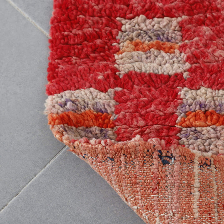 Boujaad Runner 10.1×2.8 ft – Handmade Moroccan Wool Rug in Red Vintage Pattern