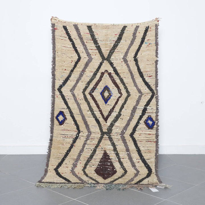 Large Handmade Moroccan Beni Ouarain Rug with Colorful Diamond Lattice       186cm x 110cm