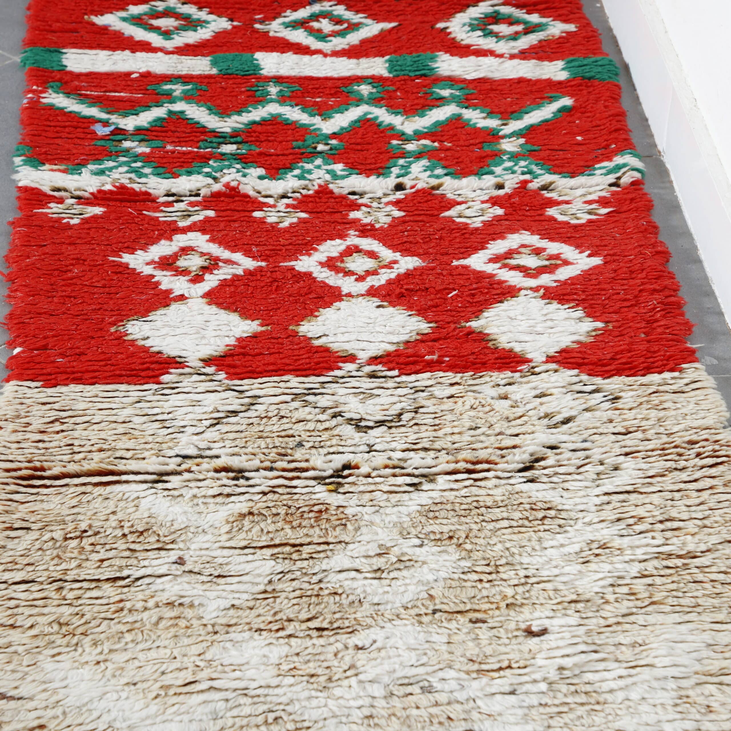 Vintage Boujaad Runner 12.0×2.5 ft – Handmade Moroccan Wool Rug