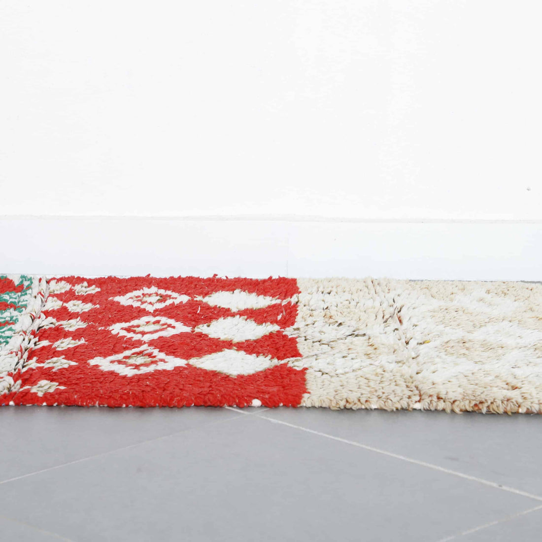 Vintage Boujaad Runner 12.0×2.5 ft – Handmade Moroccan Wool Rug
