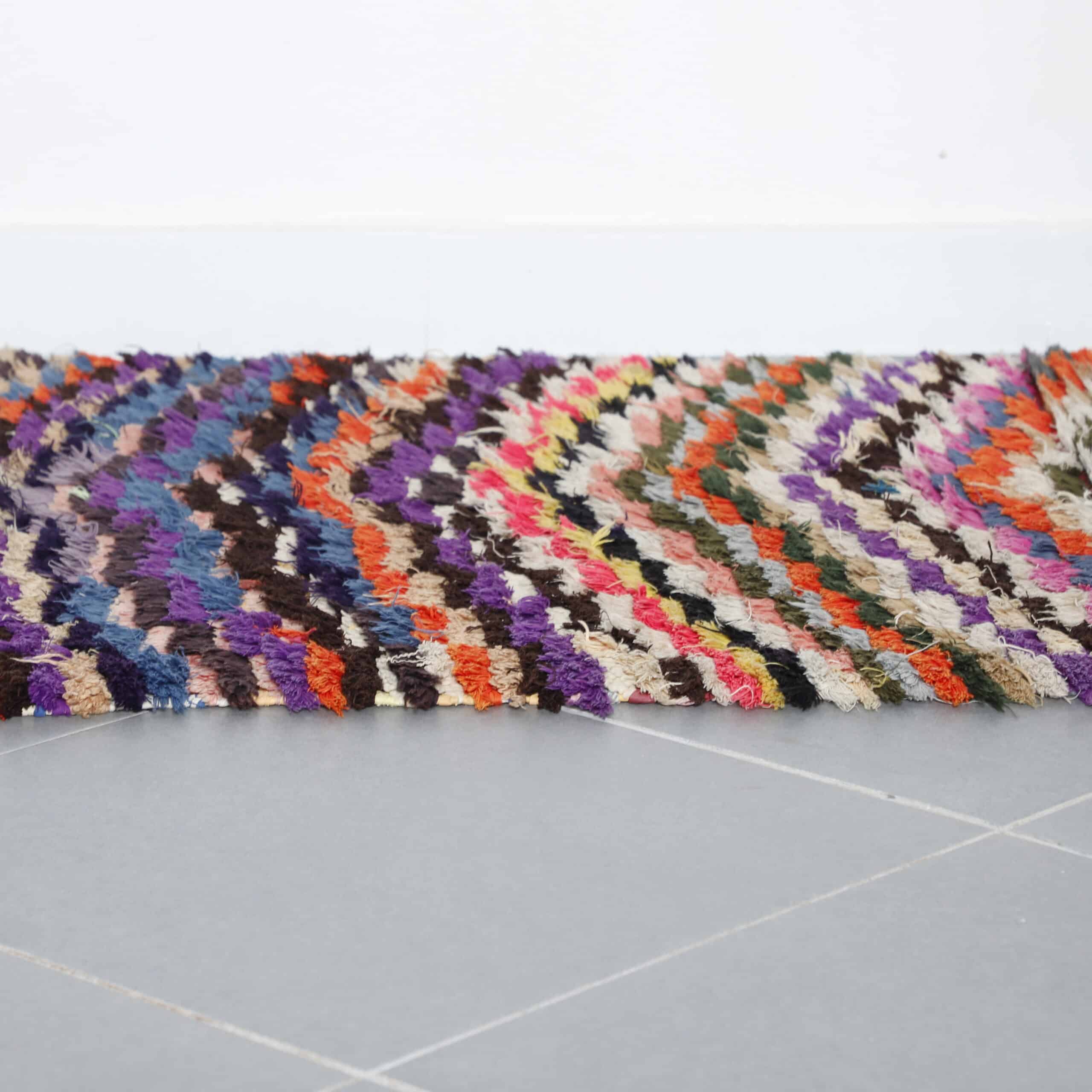 Boucherouite Runner 8.6×3.1 ft – Handmade Moroccan Rag Rug