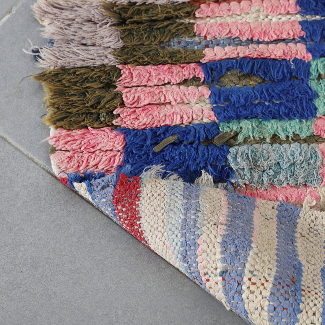 Boucherouite 8.7×2.0 ft – Handmade Moroccan Colorful Runner Rug