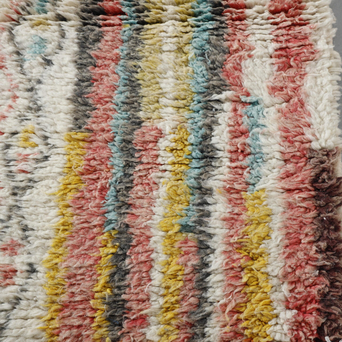 Moroccan Boujaad Rug 10.9×2.3 ft – Handmade Wool Runner with Soft Pastel Abstract Design