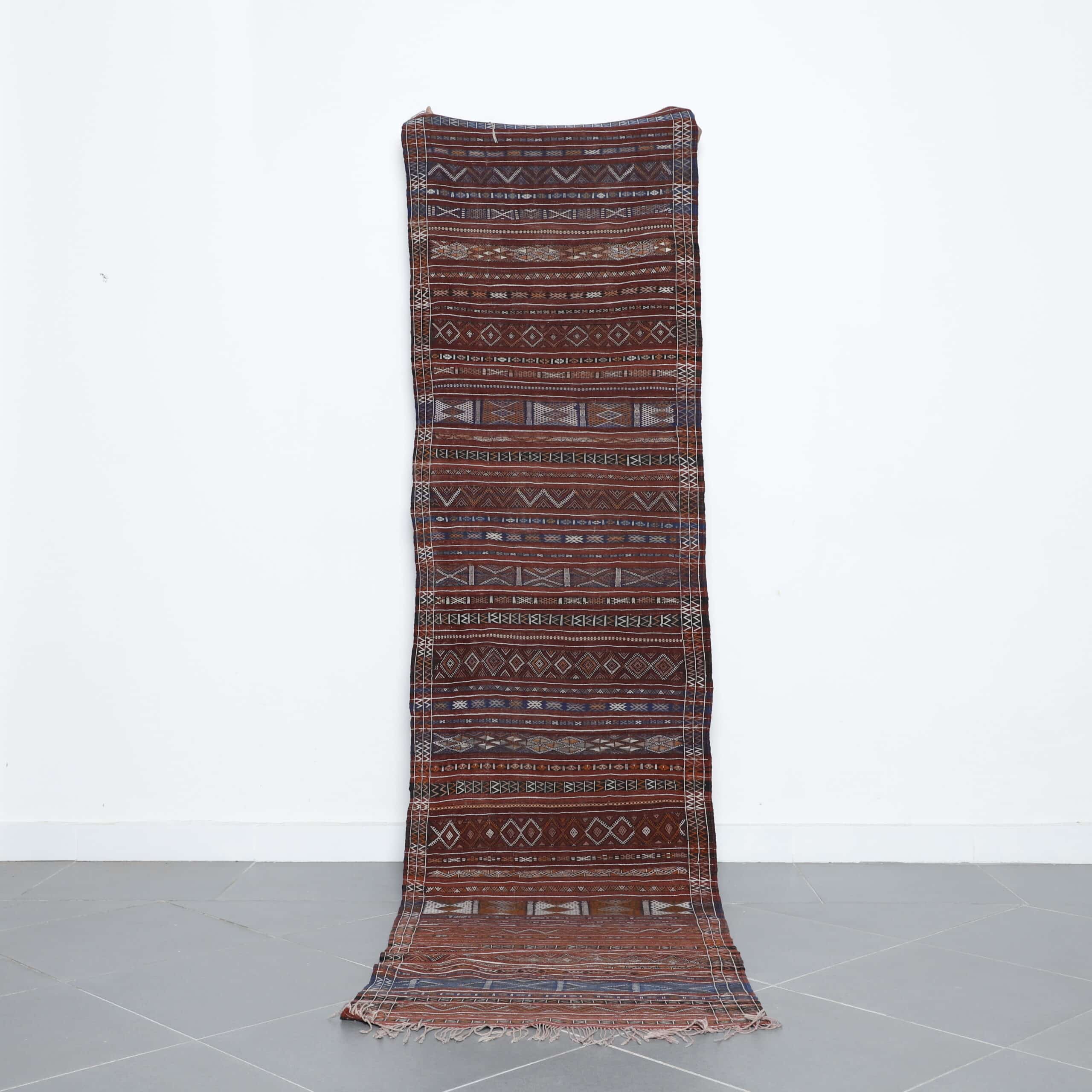Vintage Azemour Runner 9.9×2.6 ft – Handmade Moroccan Wool Rug