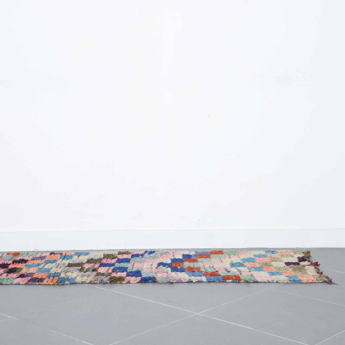 Boucherouite 8.7×2.0 ft – Handmade Moroccan Colorful Runner Rug