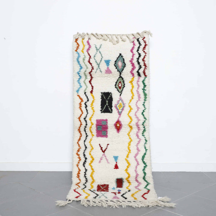 Azilal Rug 6.7×2.7 ft – Handmade Moroccan Wool Runner with Colorful Berber Abstract Design