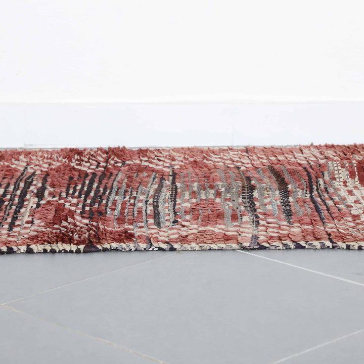 Boujaad Rug 9.2×3.1 ft – Handmade Moroccan Wool Runner in Red and Beige Geometric Design