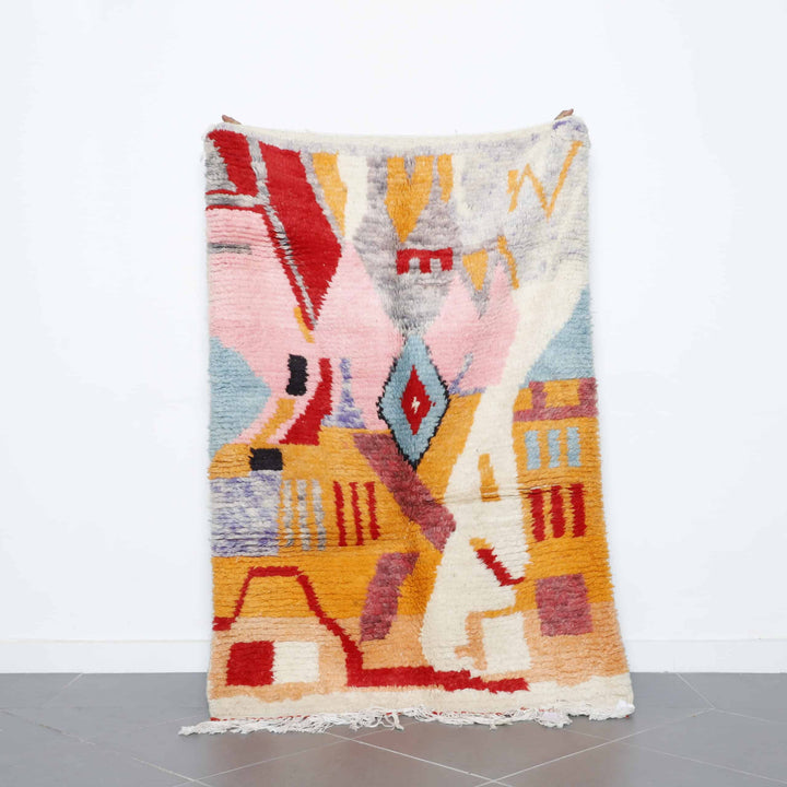 Boujaad Rug 5.9×4.1 ft – Handmade Moroccan Wool Carpet with Abstract Colorful Design