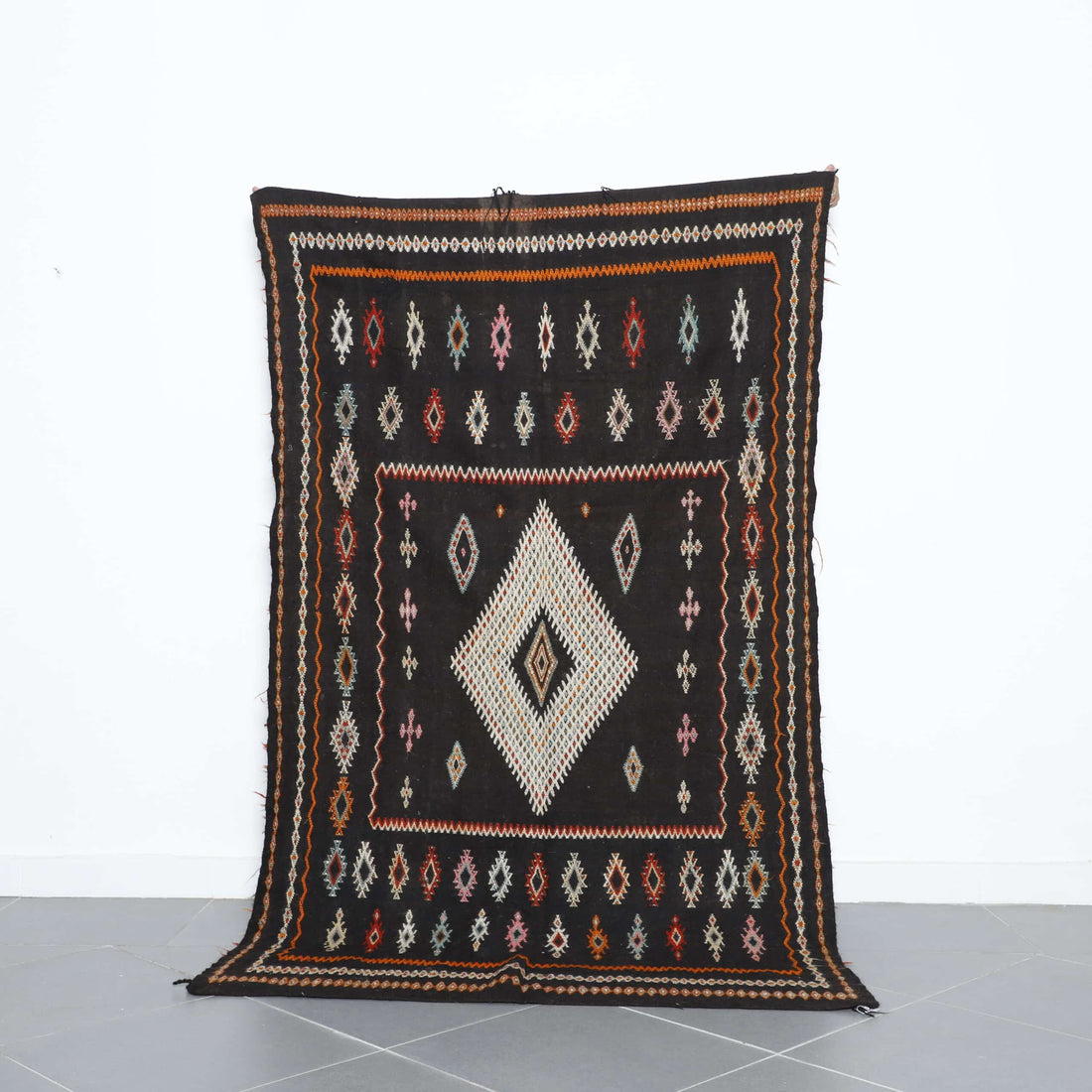 Vintage Taznakht Kilim Rug 7.5×4.5 ft – Handmade Moroccan Wool Carpet