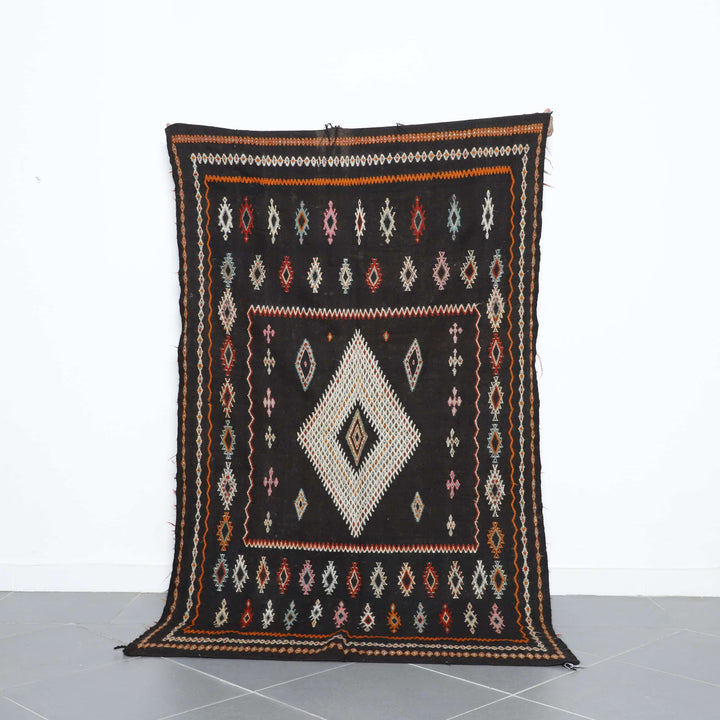 Vintage Taznakht Kilim Rug 7.5×4.5 ft – Handmade Moroccan Wool Carpet