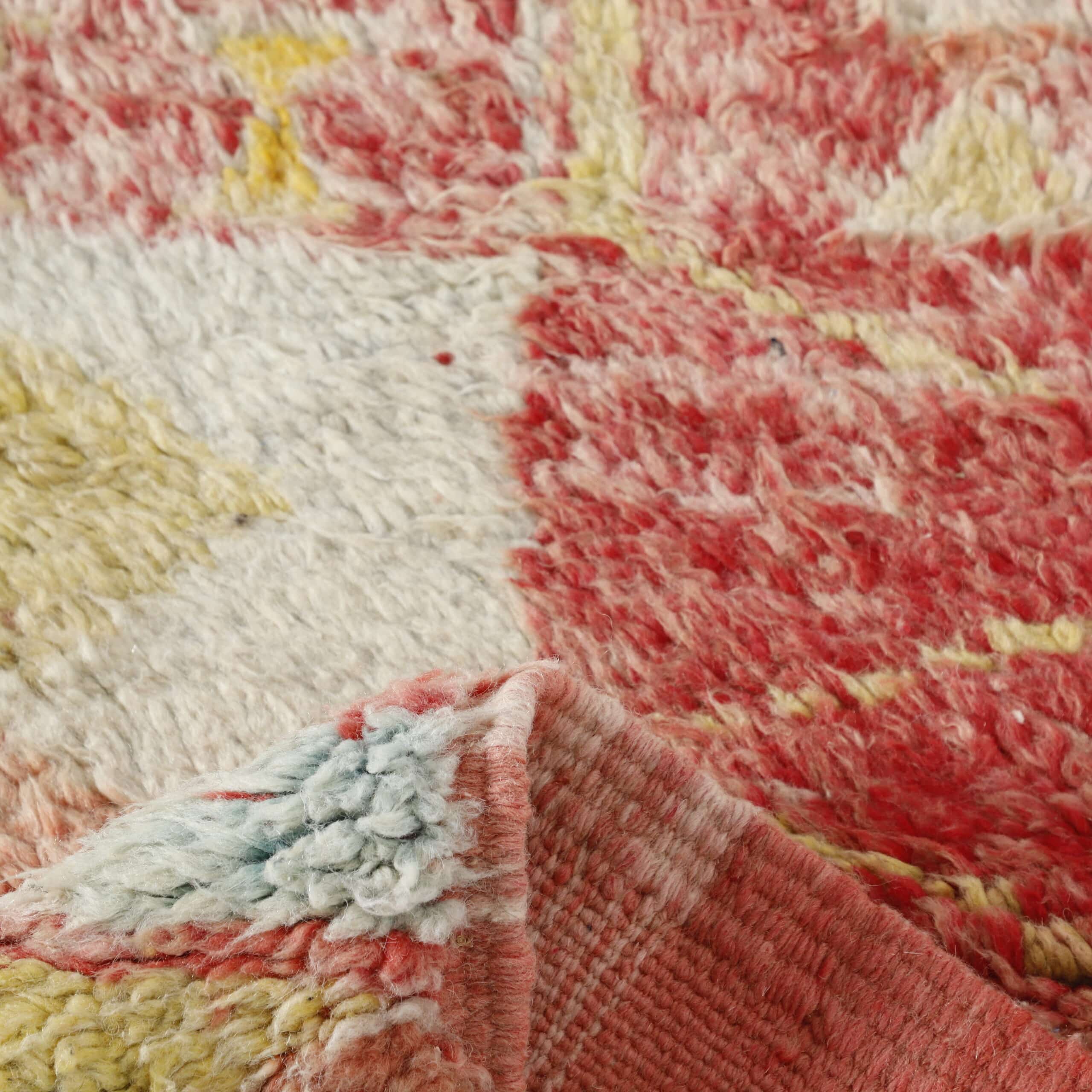Boujaad Rug 5.2×3.3 ft – Handmade Moroccan Wool Carpet in Warm Red and Beige Tones