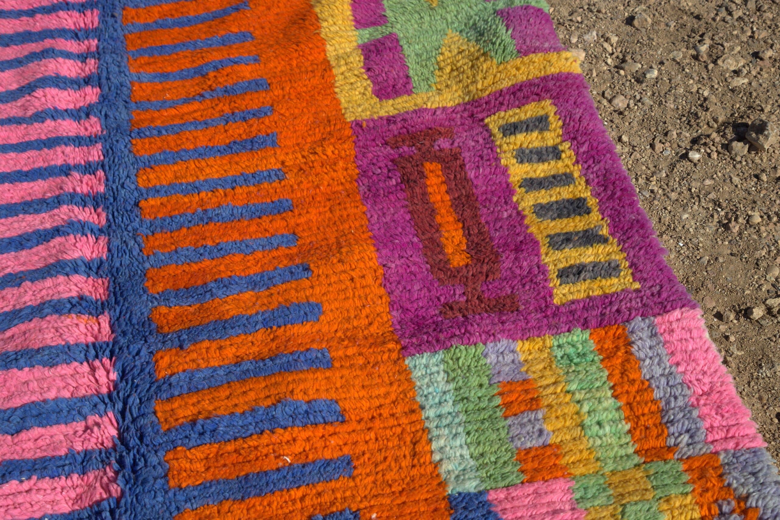 Handmade Abstract Colorful Moroccan Rug 