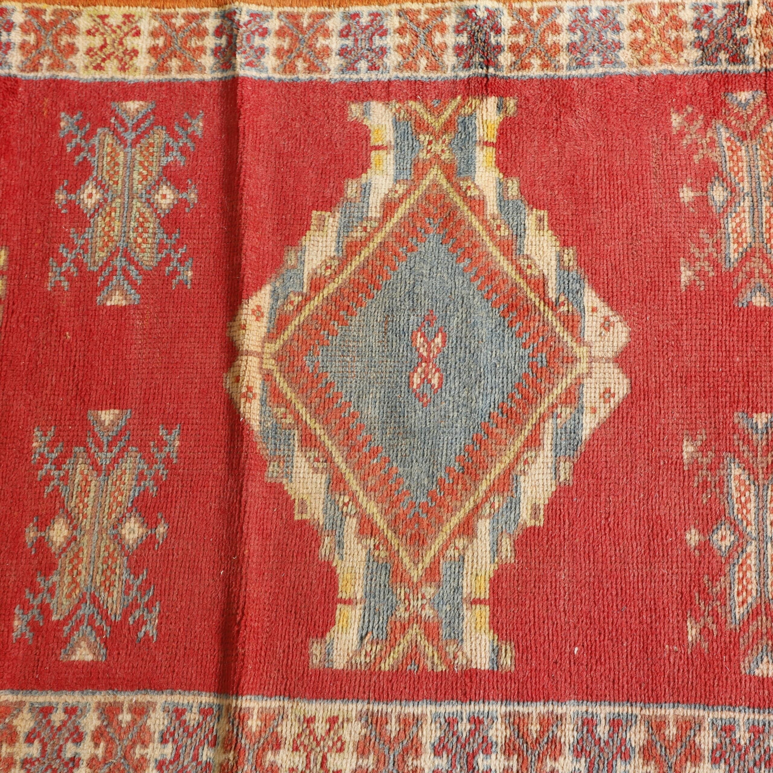 Taznakht Runner 14.9×2.9 ft – Handmade Moroccan Wool Rug with Tribal Geometric Motifs