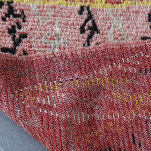 Handmade Azilal Rug 7.4×3.3 ft – Moroccan Berber Red Wool with Geometric Tribal Art