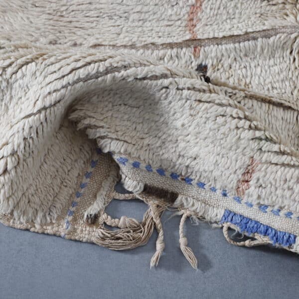Handmade Azilal Rug 7.2×4.2 ft – Moroccan Berber Minimalist Cream Wool with Subtle Motifs