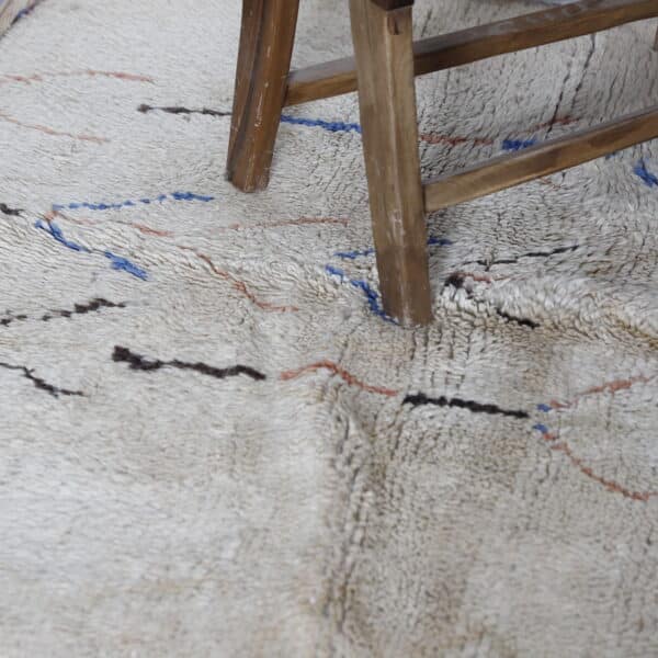 Handmade Azilal Rug 7.2×4.2 ft – Moroccan Berber Minimalist Cream Wool with Subtle Motifs