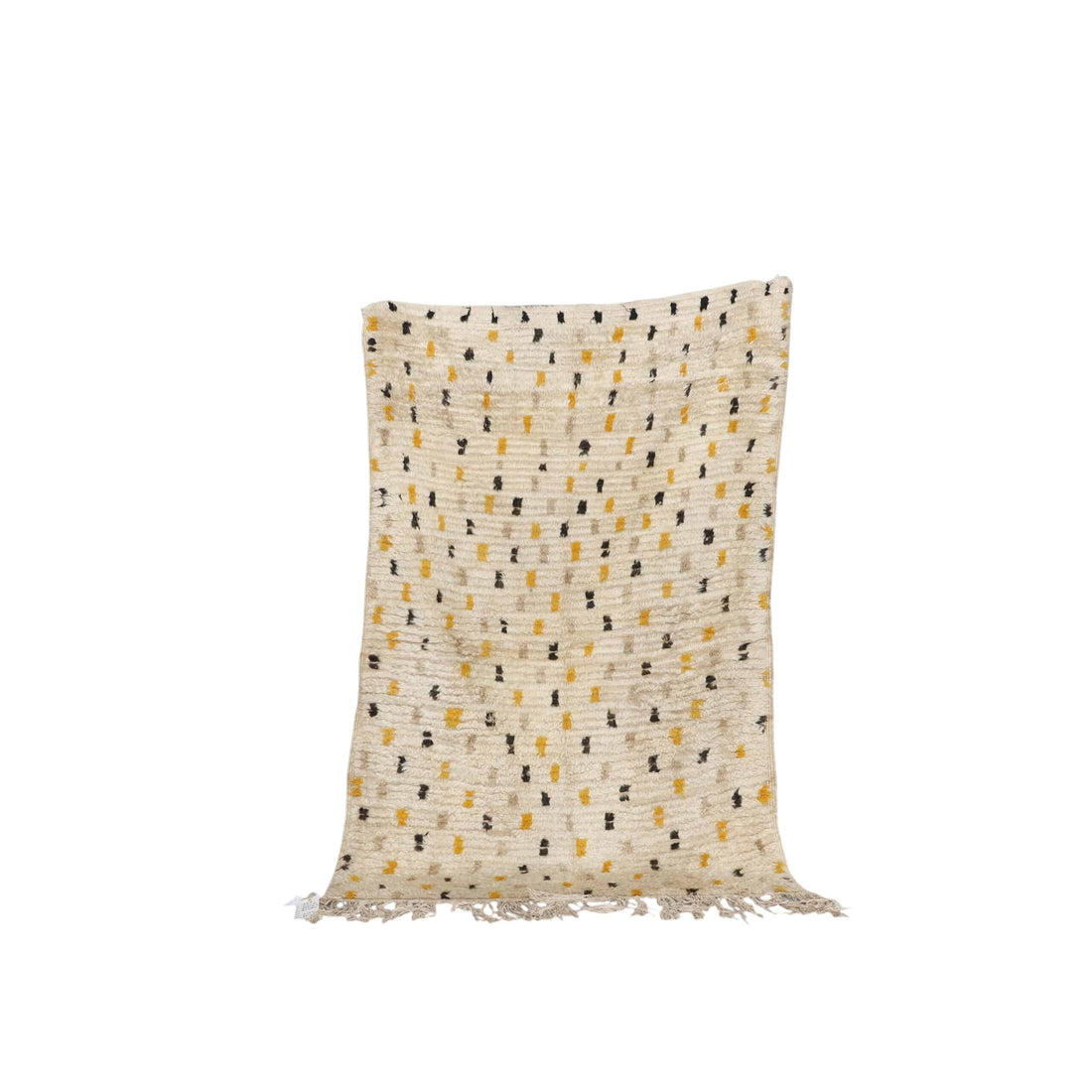 Handmade Azilal Carpet 5.4×3.4 ft – Moroccan Berber Cream Wool with Minimalist Dotted Design