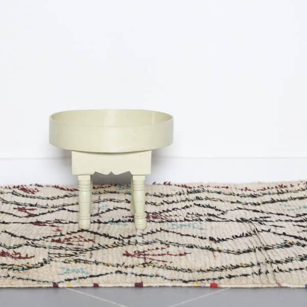 Azilal Handmade Rug 6.7×4.3 ft – Moroccan Berber Cream Wool with Zigzag Tribal Pattern