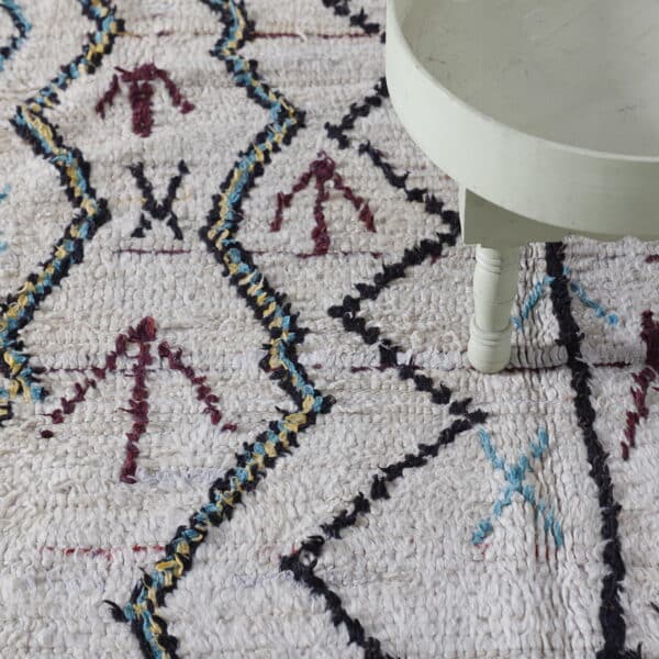 Azilal Handmade Rug 6.7×4.3 ft – Moroccan Berber Cream Wool with Zigzag Tribal Pattern